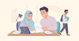 Ibu bapa menyemak senarai syarat kelayakan kemasukan Sekolah Berasrama Penuh